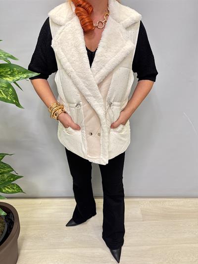 3570 Taş Detay Şişme Yelek Ekru