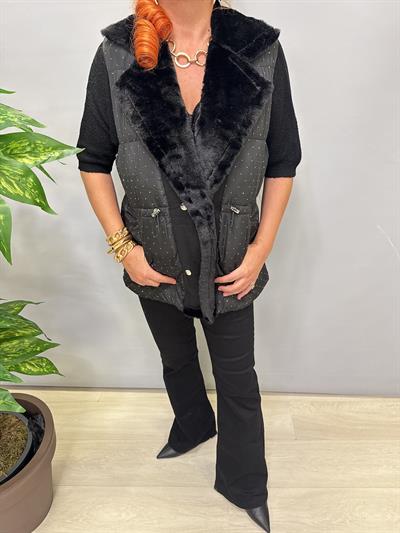 3570 Taş Detay Şişme Yelek Siyah