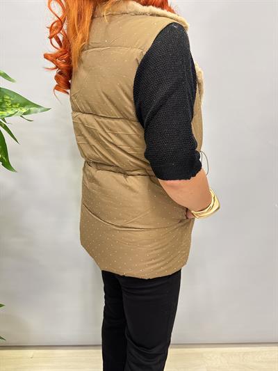 3570 Taş Detay Şişme Yelek Vizon