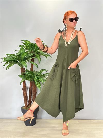 3636 Pamuklu Tasarım Tulum Haki