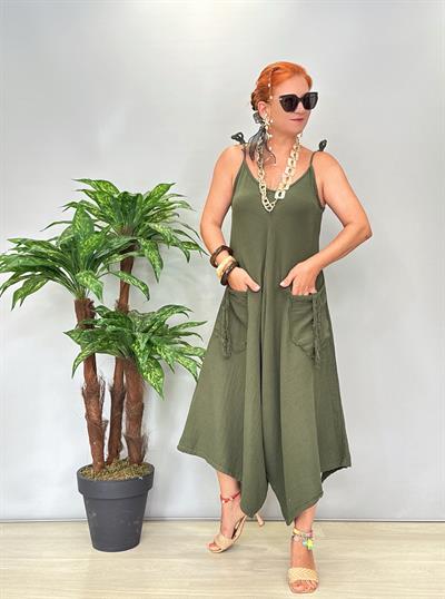 3636 Pamuklu Tasarım Tulum Haki