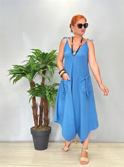 3636 Pamuklu Tasarım Tulum Mavi