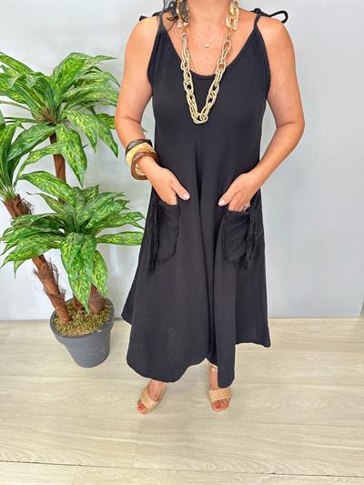 3636 Pamuklu Tasarım Tulum Siyah