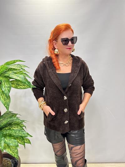 3674 Angora Hırka Ceket Acı Kahve