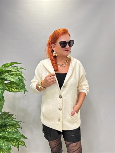 3674 Angora Hırka Ceket Ekru