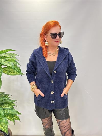 3674 Angora Hırka Ceket Lacivert