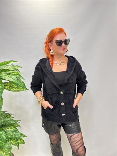 3674 Angora Hırka Ceket Siyah