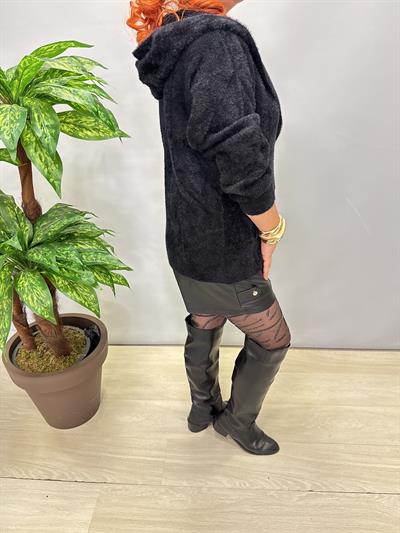 3674 Angora Hırka Ceket Siyah