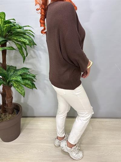 3690 Italyan Merserize Triko Bluz Acı Kahve