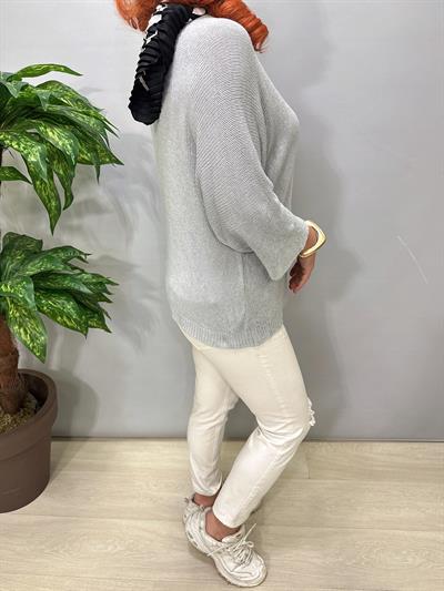 3690 Italyan Merserize Triko Bluz Gri