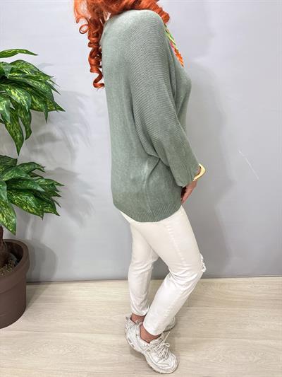 3690 Italyan Merserize Triko Bluz Haki