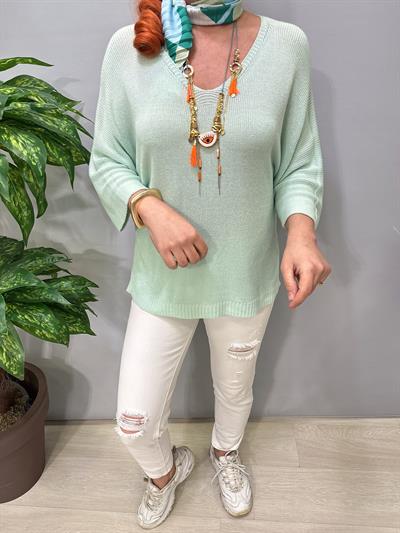 3690 Italyan Merserize Triko Bluz Mint