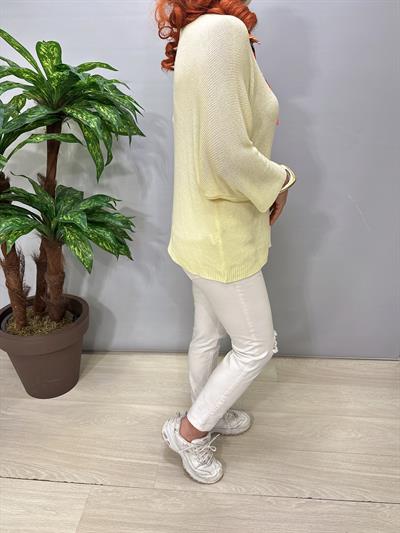 3690 Italyan Merserize Triko Bluz Sarı