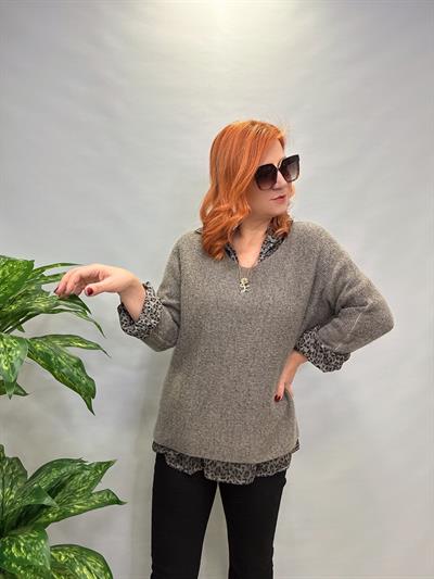 3737 İTALYAN GÖMLEKLİ TRİKO GRİ