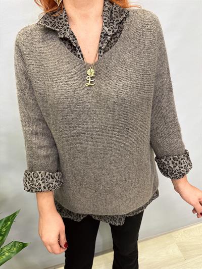 3737 İTALYAN GÖMLEKLİ TRİKO GRİ