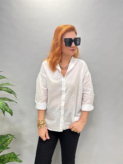 3744 PAMUKLU FİSTO GÖMLEK BEYAZ