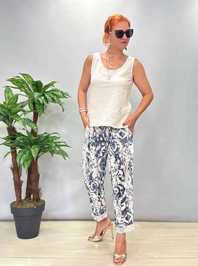 RSM 4007 Italyan Keten Pantolon Beyaz