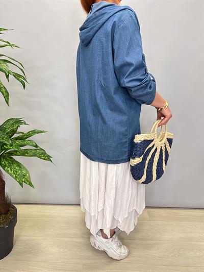 4018 İnce Tensel Kot Ceket Mavi 