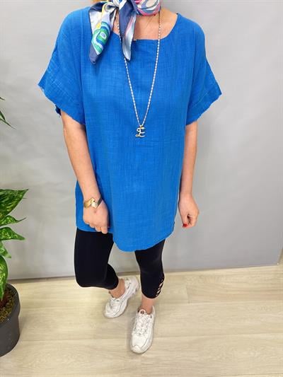 MNS 4020 PAMUKLU BLUZ SAKS MAVİ