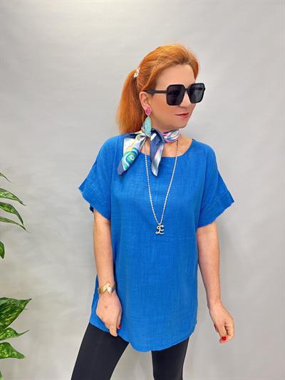 MNS 4020 PAMUKLU BLUZ SAKS MAVİ