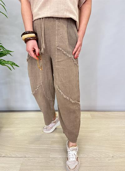 MNS 4022  PAMUKLU ŞALVAR PANTOLON VİZON