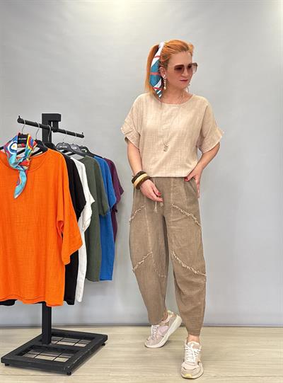 MNS 4022  PAMUKLU ŞALVAR PANTOLON VİZON