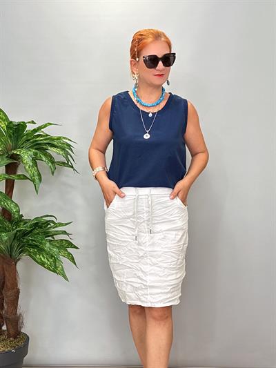 4040 Italyan Likralı Etek Beyaz