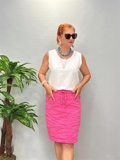 4040 Italyan Likralı Etek Pembe