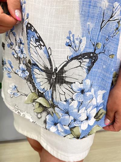 4041 Italyan Kelebekli Bluz Beyaz