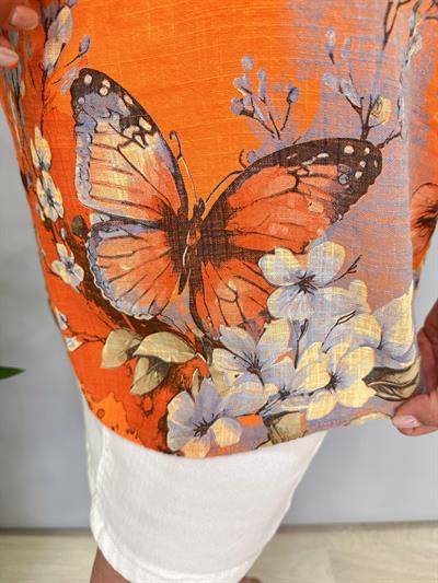 4041 Italyan Kelebekli Bluz Turuncu