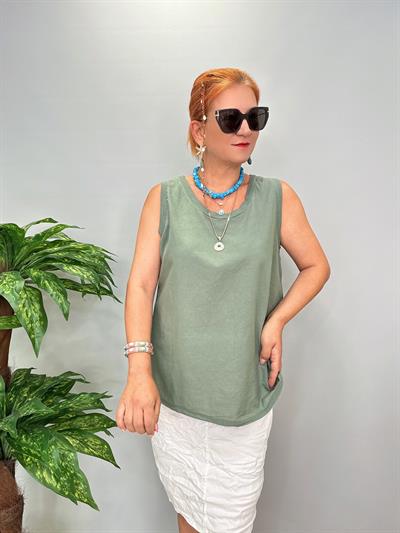 4042 Italyan Pamuklu Bluz Haki