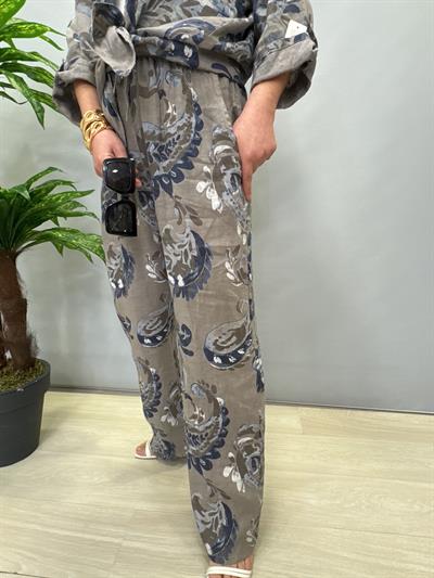 MNS 4085 DESENLİ KETEN TAKIM VİZON