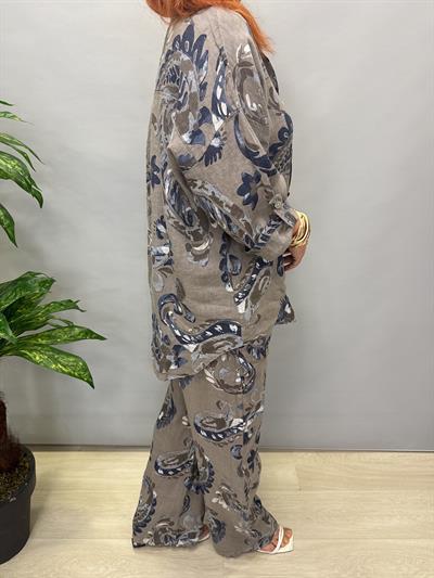 MNS 4085 DESENLİ KETEN TAKIM VİZON