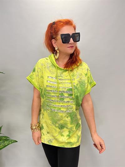 MNS 41085 İTALYAN PAYET DETAY BLUZ NEON YEŞİL