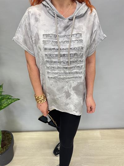 MNS 41085 İTALYAN PAYET DETAY BLUZ GRİ