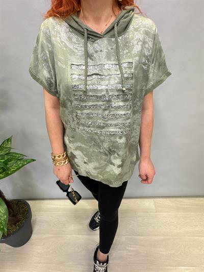 MNS 41085 İTALYAN PAYET DETAY BLUZ HAKİ YEŞİL