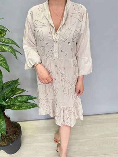 4110 Italyan Payet Detay Elbise Taş