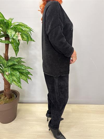 4375 Şönil Kadife Bluz Siyah