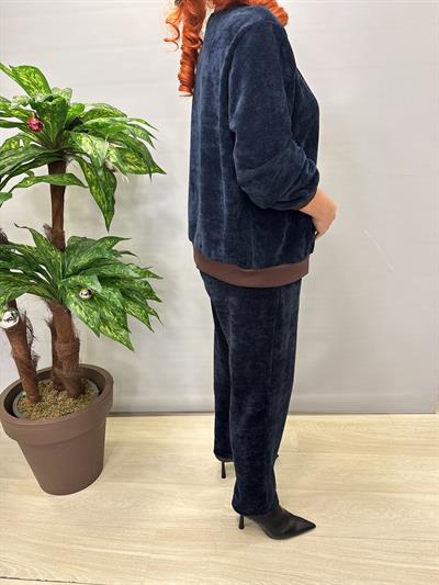 4375 Şönil Kadife Bomber Ceket Lacivert 