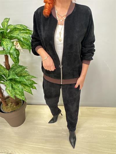 4375 Şönil Kadife Bomber Ceket Siyah