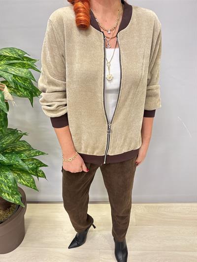 4375 Şönil Kadife Bomber Ceket Taş