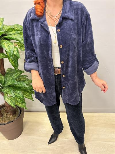 4375 Şönil Kadife Gömlek/ Ceket Lacivert