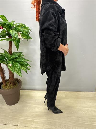 4375 Şönil Kadife Gömlek/ Ceket Siyah