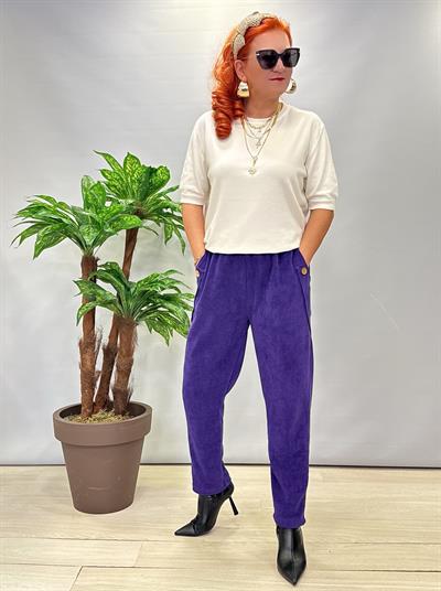 4375 Şönil Kadife Pantolon Mor