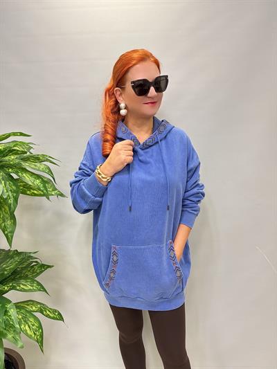 4532 Nakış Detaylı Sweatshirt Mavi