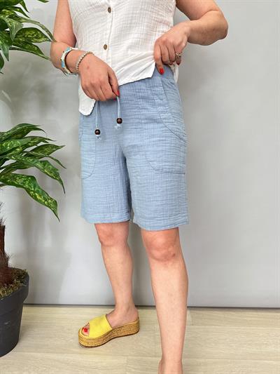 4545 Pamuklu Şort Buz mavi