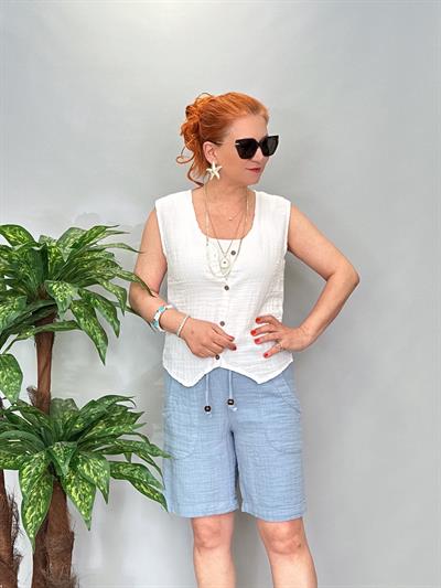 4545 Pamuklu Şort Buz mavi