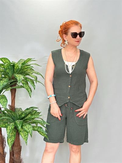 4545 Pamuklu Şort Haki