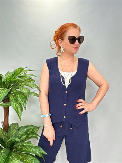 4545 Pamuklu Yelek Lacivert