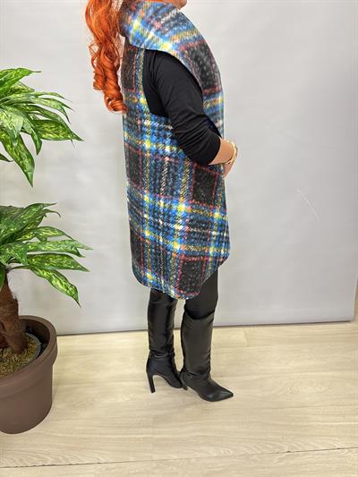 4577 Tasarım Buklet Yelek Ekose Detay